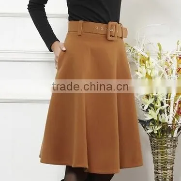 New Arrival Autumn Winter Wool Skirt for Women Long Skirt High Waist Pleated Skirts Women photo-3