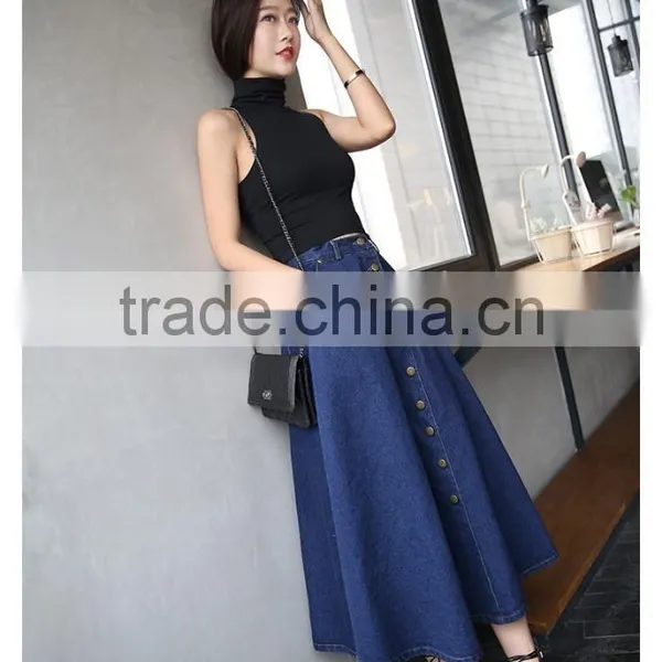 2017 New Fashion Ladies Long Denim Skirts Long Jeans Skirts photo-5