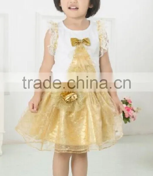 2016 Wholesale and Factory Price Golden Childhood Tutu Set With Golden Headband and Pleated the Flowers for Baby Gilrs photo-5