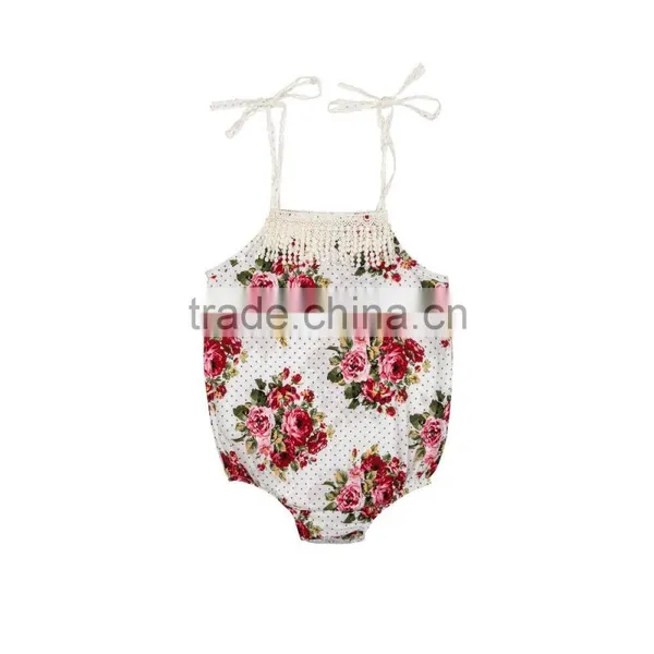 Summer New Design Infant and Toddlers Clothing Cute Baby Girl Floral Lace Romper photo-2
