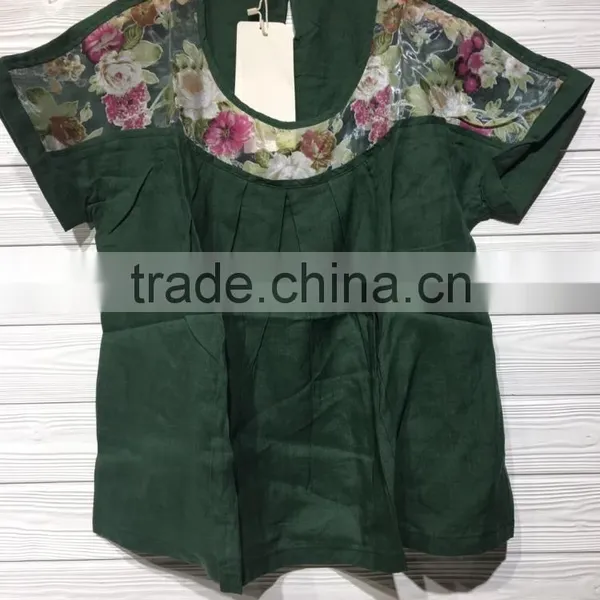 GZY Stock Short Sleeve Goog Quality Cotton Blouse Neck Design photo-3