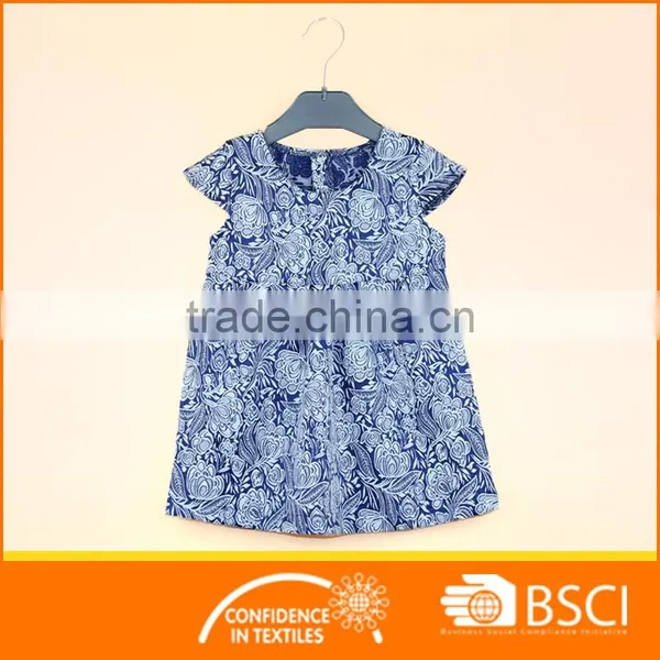 2017 Nice Elegant Blue Floral Girl Baby Jacquard Dress photo-2