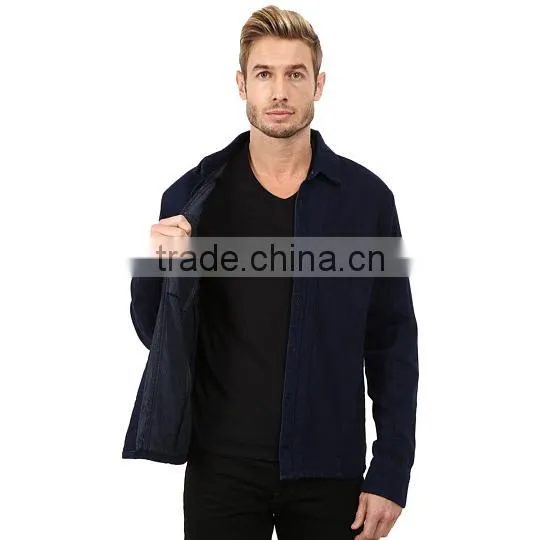Custom Oversized Dark Bule Buttons Windbreaker Jacket for Men photo-5