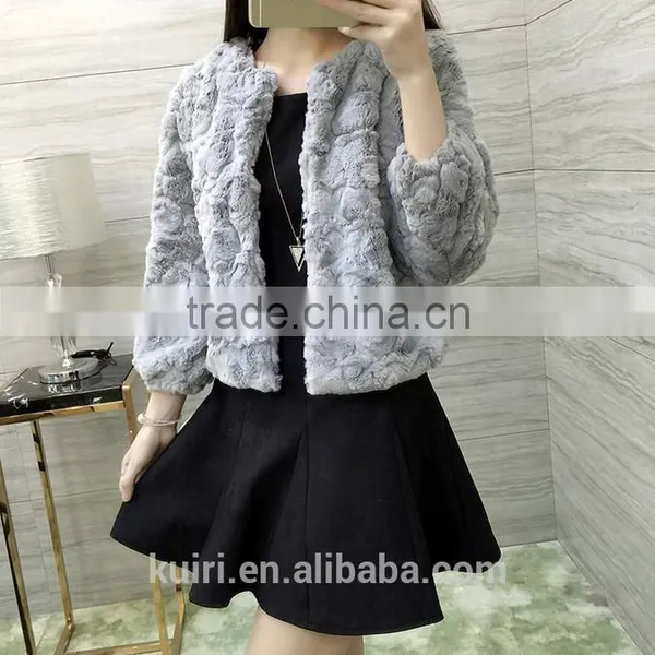 2016 New Genuine Rabbit Fur Coat Fashion Women Short Knitted Slim Coat Jacket Elegant Winter Warm Fur Rabbit Coats photo-6