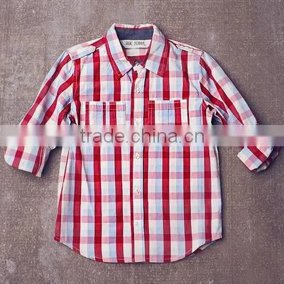 Boys Spring Long Sleeve Clothing Red And White Plaid Shirt photo-2