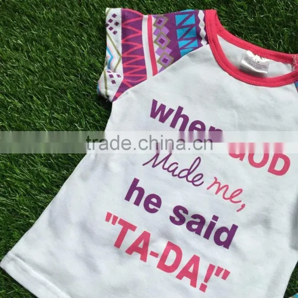 Baby Girls Clothing Sets Kids Clothing Wholesale Summer Girls Boutique Aztec When God Made me he Said "TA-DA" Outfits photo-4