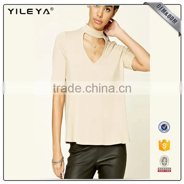 Hollow Out Casual Linen Plain Tops