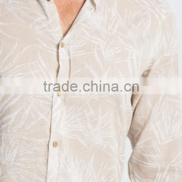 Beige Super Skinny Long Sleeve Men Casual Shirt photo-4