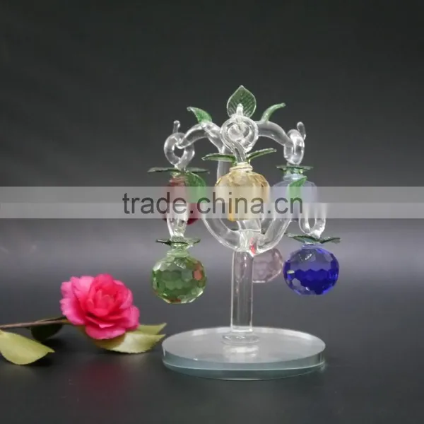 High Quality Faceted Crystal Apple Tree With Metal Leaf Crafts photo-4