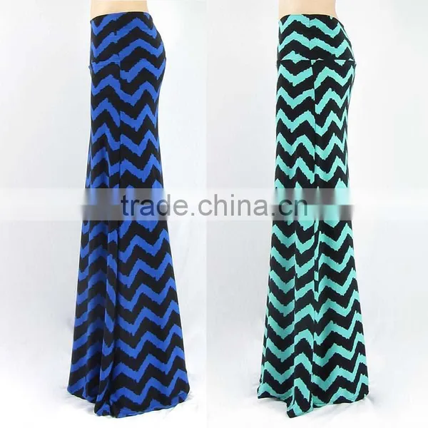 Hot Selling Wholesale Woman Chevron Maxi Skirt 2014