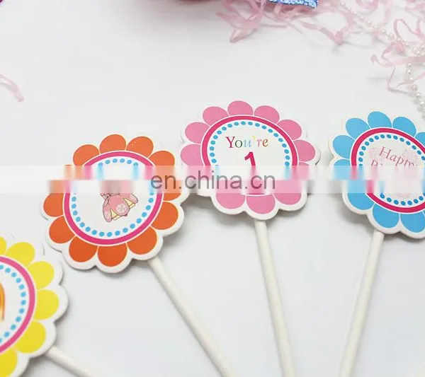 High Quality Colorful Flower Shape Baby Girl Birthday Cake Decoration photo-3