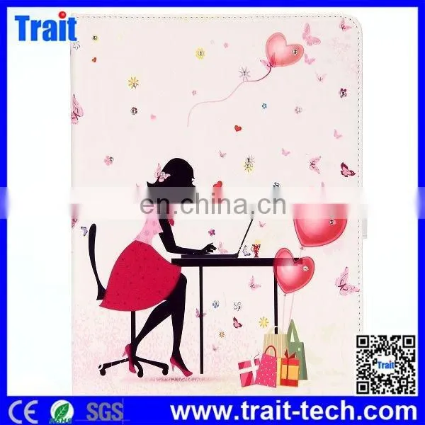 2015 New Fashion Magnetic Buckle Cute Girl Diamond Studded Leather Case for IPad Air2 photo-6