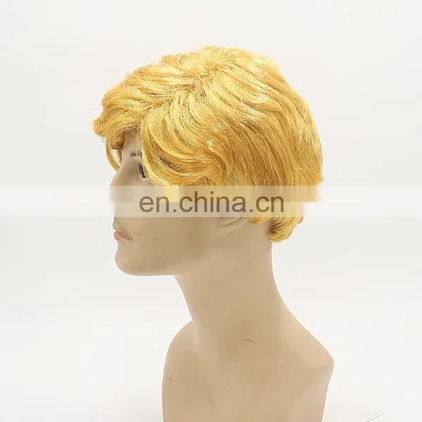 Synthetic Material Golden Colour Full Lace Wig,USA President Donald Trump Wig photo-2