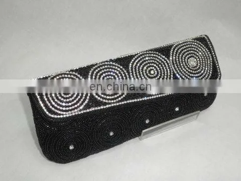 Black Fully Miyuki Beaded Crystal Studded Beaded Clutch Bag for Women