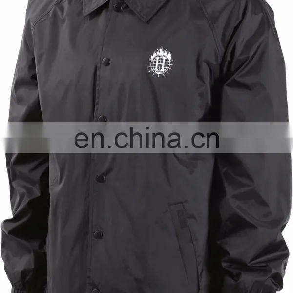 Coach Jackets - 2016 Custom Skateboarding Black Windbreaker Coaches Jacket/ Blue Color Coaches Jacket 2017 photo-2