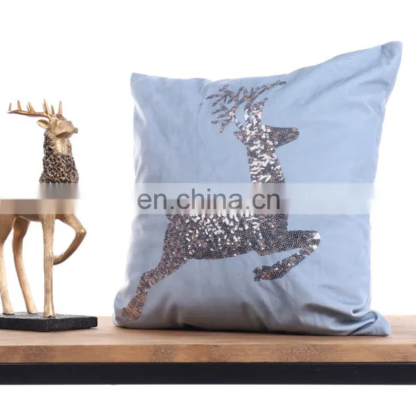 Christmas Mermaid Sequin Throw Wholesale Pillow Cases With Elk Pattern Cushion Cover Decor photo-7