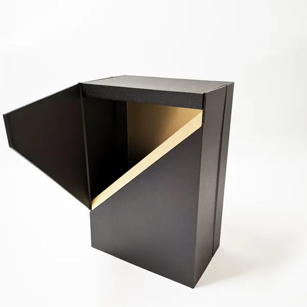 Rectangular high-grade cardboard paper black double door wine box