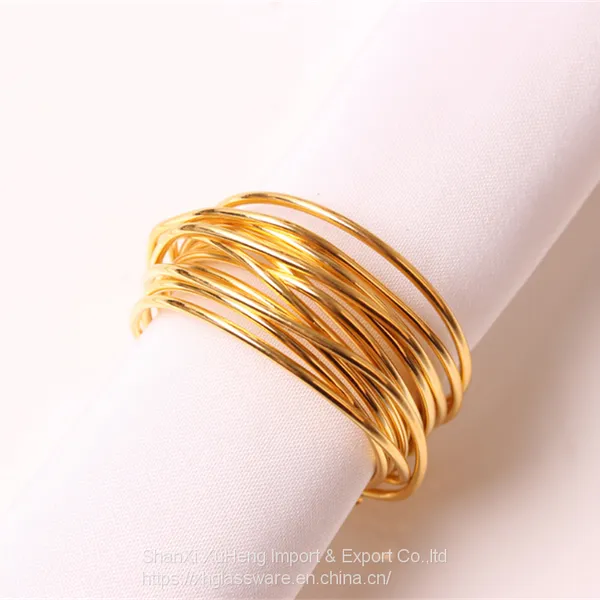 Rose Gold Silver Black Colored Metal Dinner Wire Napkin Rings Holders for Hotel Restaurant photo-3