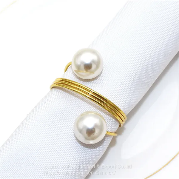 Elegant Pearl Napkin Ring Wedding Dinner Table Accessories Decoration photo-5