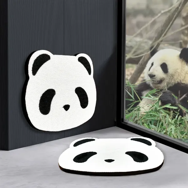 MEOW LOVE Panda-Shaped Cat Scraper The Cat Corrugated Scraper of The Vertical Can Be Attached Wall Decorate Without Shavings. photo-5
