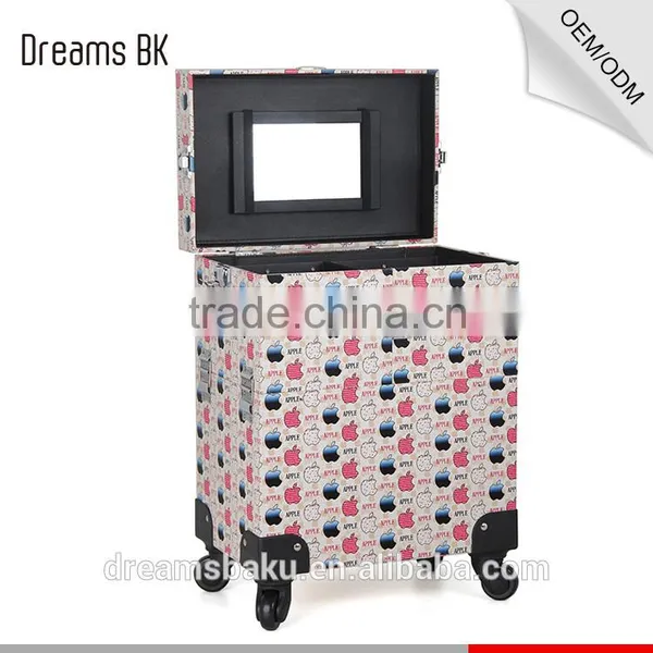 Professional Salon Beauty Box Pvc Cosmetic Makeup Kits Case With Rolling Wheels photo-6