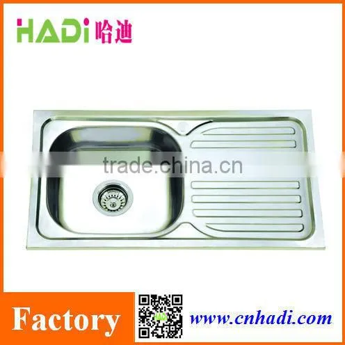 Cheap Single Bowl Kitchen Design Stainless Steel Sink With Drainboard HD9643