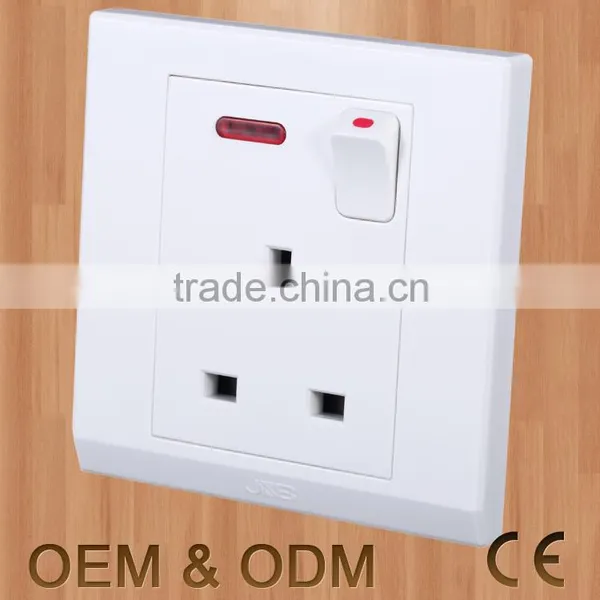 British Standard 3 Pin Wall Socket uk Wall Socket With Switch Rocker Supplier's Choice photo-2