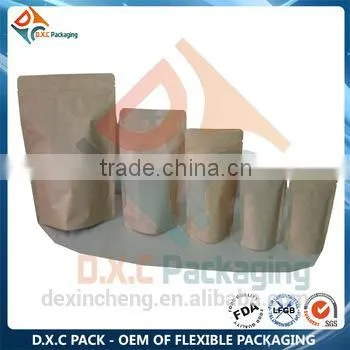 Stand Up Brown Paper Packaging Bag With Zipper Lined Foil photo-2