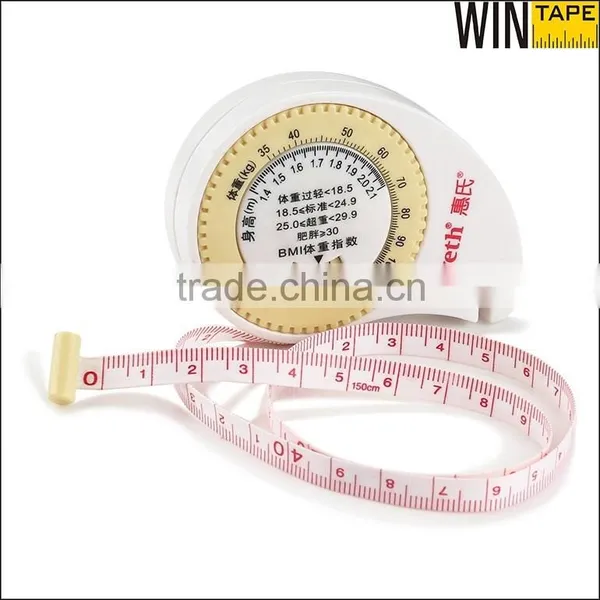 White Novelty Retractable LOGO Brand Printing Body Calcul BMI Fiber Glass Measure Tape photo-2