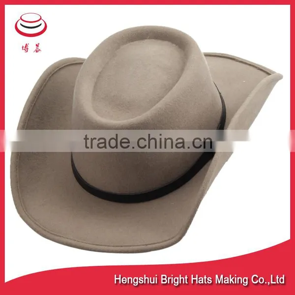 Brim Rolled Australian Wool Felt Fedora Cowboy Hat photo-2