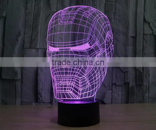 IRON MAN Shape Skull 3d Illusion Lamps Acrylic Indoor USB + Battery Operated Decorative Led Night Light photo-4