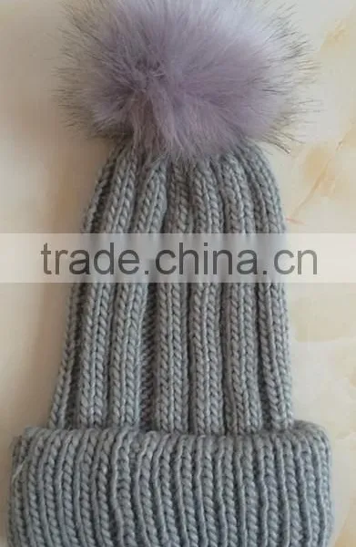 Pom Pom Custom Long Ordinary Pure Color Warm Knit Cap