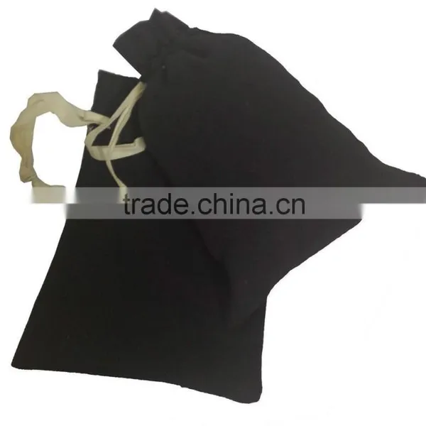 Black Canvas Gift Drawsting Candy Bag photo-2
