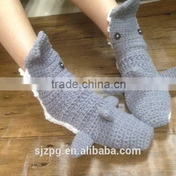 Hand Crochet Adult Shark Shoes, Crochet Fashion Shark Shoes photo-3