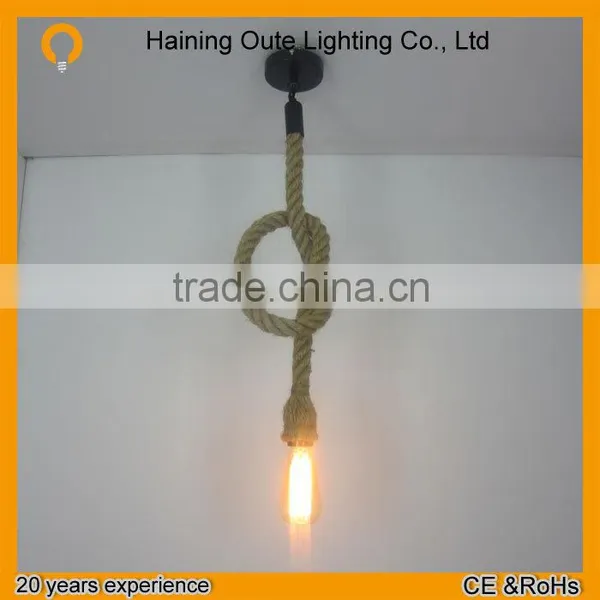Manufacturer's Retro Pendant Lamp Round Pendant Light Hemp Rope Pendant Light Retro Light Bulb photo-4