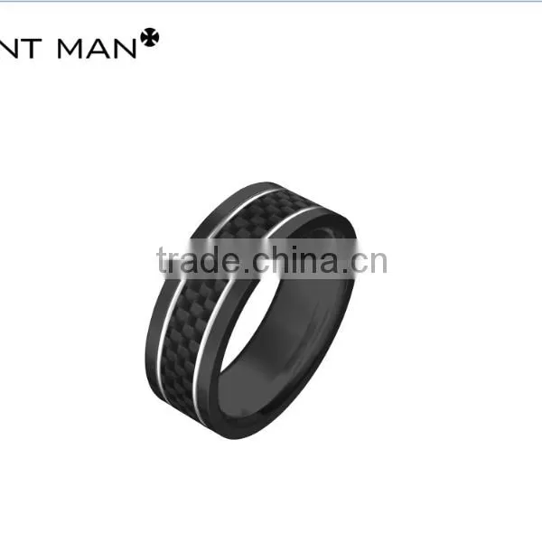 New Design American Style Custom Carbon Fiber Ring for Men Titanium Ring Band photo-4