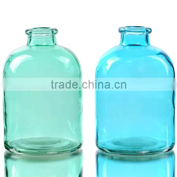 Dumpy Shape Frosted Colored Glass Vase For Home Decor photo-2