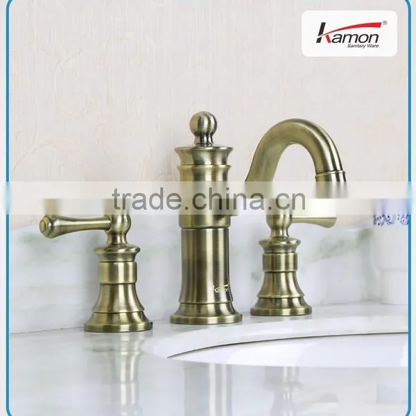 China 3-Hole Oil Rubbed Brass Wash Basin Faucet