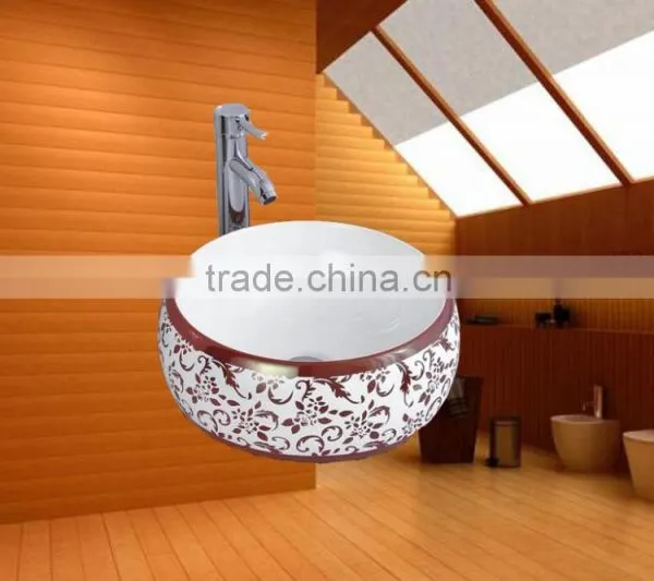 Fashionable Sanitary Ware Ceramic Bathroom Sink Chinese Style Golden Wash Basins photo-5