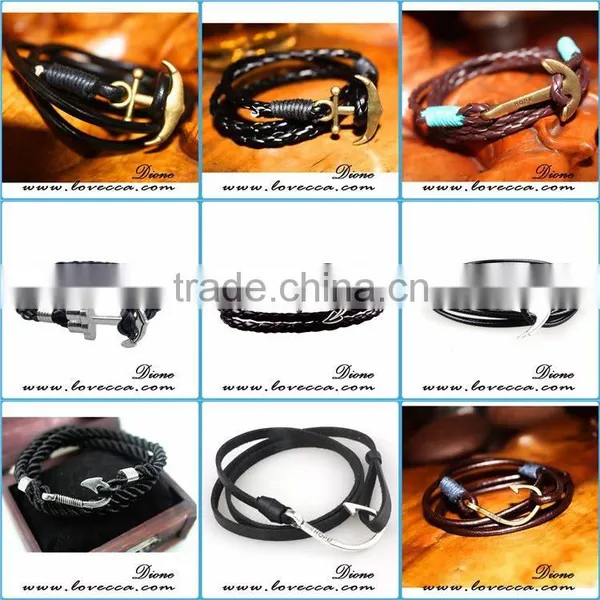 Fashion Jewelry Custom Navy Nautical Nylon Rope Anchor Bracelet Anchor Men Bracelet photo-2
