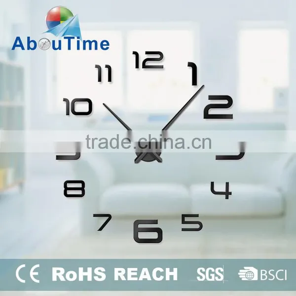 DIY 3D Large Silver or Black Color Luxury Home Decor Mirror Wall Clock photo-2