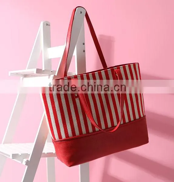 Canvas Beach Tote Bag Leather Handle(CAS15-049) photo-3