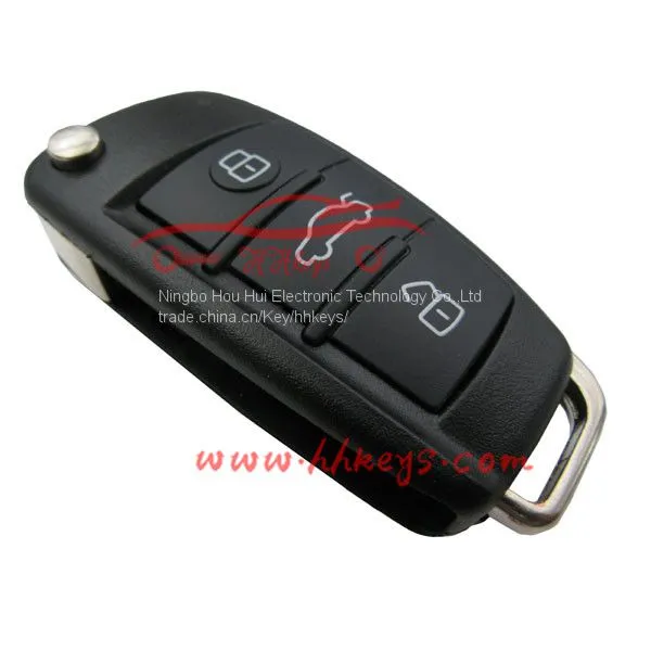 Audi 3 Button (Trunk Button)modified Remote Flip Key Case Shell photo-2