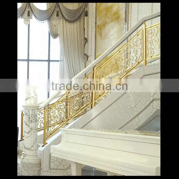 Luxury Aluminum Handrails Staircase Golden Balustrade for Hotel Villa photo-5