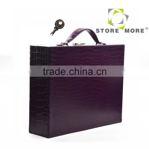 Leather Watch Organizer Storage Case Jewelry Box With Lock & Mirror photo-2