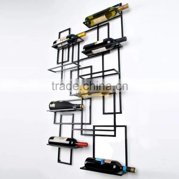 2016 Fasion Wall Mount Bottle Rack 10 Bottles Metal Wine Holder