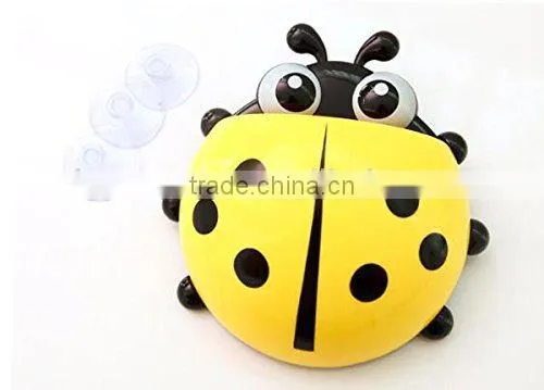 Cute Cartoon Ladybug Kids Wall Suction Cup Mount Toothbrush Box Travel Organizer Plastic Box Storage Organizer photo-6