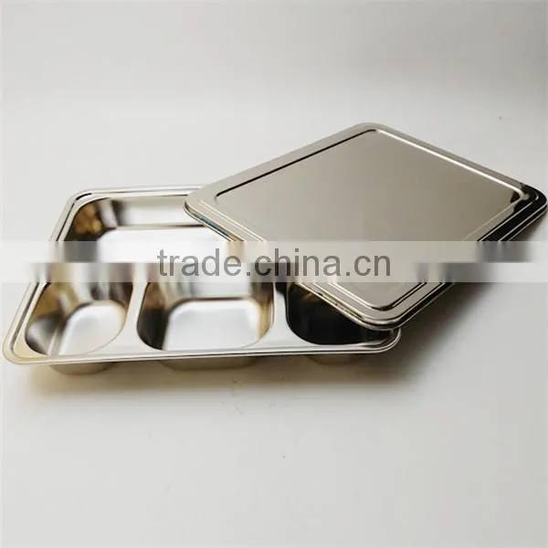 304 Stainless Steel Compartment Lunch Boxes 5 Compartment Dinner Plates photo-6