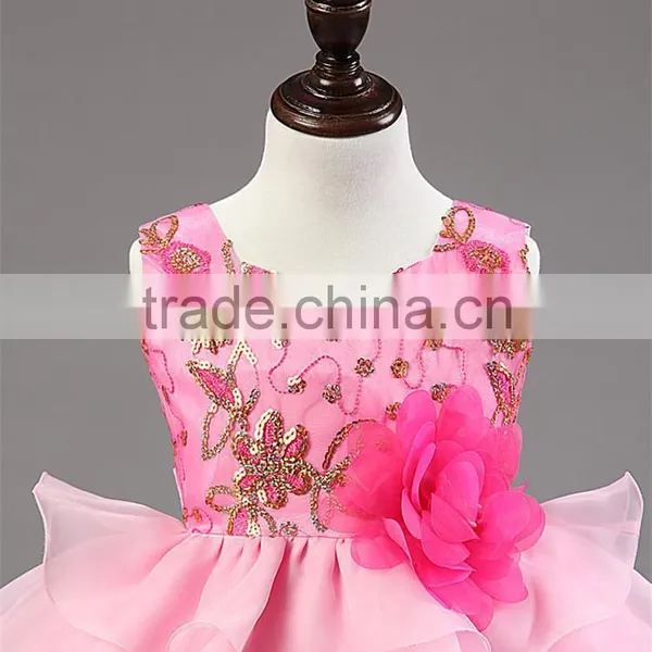 2015 Free Shipping Sequins Flower Girls Dresses for Party Wedding Baby Girl Baptism Dress Tulle Layered 1 Year Birthday Dress photo-3