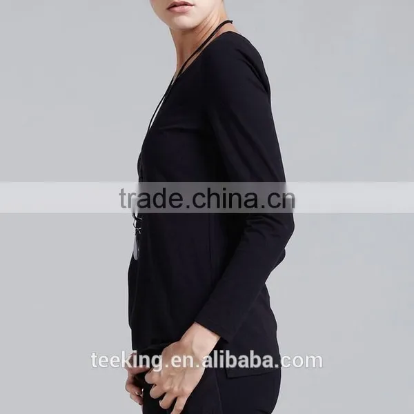 100%cotton Plain Long Sleeve Loose Fit t Shirt for Women photo-6